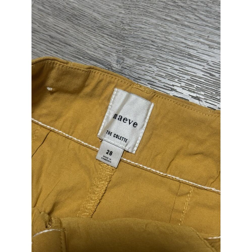 Maeve Colette Pants Floral Embroidered Crop Wide Leg 28 EUC Mustard Gold - Picture 3 of 8